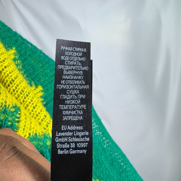 Savage X Fenty Knittin Pretty Loose Knit Sunburst Green Yellow Sweater (Size L) - Picture 16 of 16